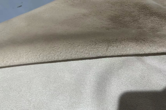 Brush Pattern Rabbit Hair Coating Woven Bonded Fleece Fabric Solid Suede 800gsm