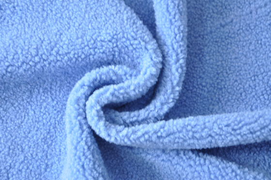 Blue faux sherpa 100% Polyester Or With Wool 150cm CW Or Adjustable Warp Knitted Fabric Recycled