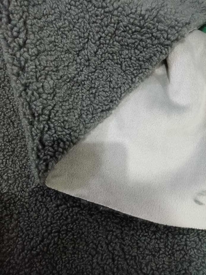 Grey lamb wool and short plush composite fabric