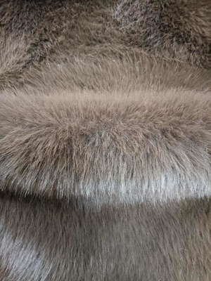 Coffee colored imitation fox fur is thick, solid, and soft