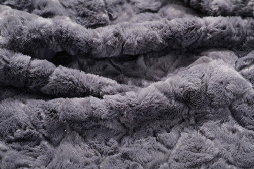 Grey Solid Faux Fur Rabbit Pattern Fabric Polyester 150cm