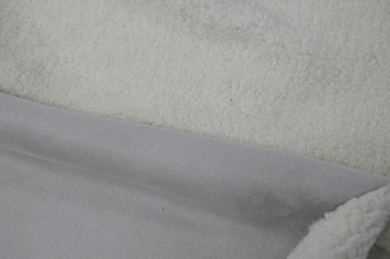 755gsm FUR:FUR: SHERPA  PU: SOLID SUEDE  Bonded Fabric