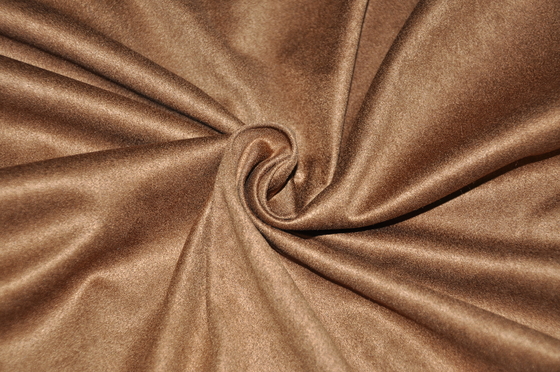 Camel 155cm Faux Suede Fabric , Polyester Foam Backed Faux Suede