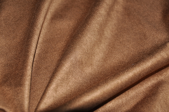 Camel 155cm Faux Suede Fabric , Polyester Foam Backed Faux Suede