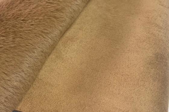Brushed rabbit hair coated braided with solid suede composite fabric
