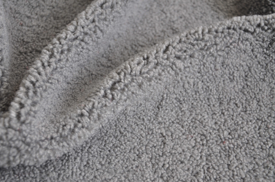 Grey faux sherpa 100% Polyester Or With Wool 150cm CW Or Adjustable Warp Knitted Fabric Recycled