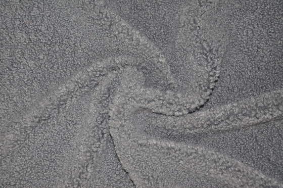 Grey faux sherpa 100% Polyester Or With Wool 150cm CW Or Adjustable Warp Knitted Fabric Recycled