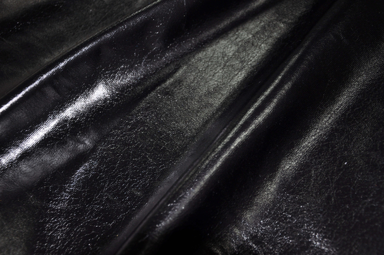 Black  137cm Faux PU Solid Smooth PU Leather Semi Finished