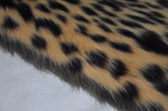 leopard print Mixed Jacquard Long Haired Fur Fabric Acrylic Fake Mink