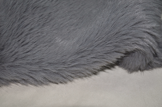 grey Solid Long Haired Faux Fur Fabric Acrylic Silver Fox，Add softness and romance to your wardrobe