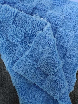 150cm-170cm Deep blue double-sided recycled jacquard plaid cotton velvet